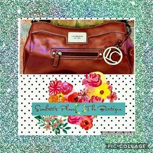 Liz Claiborne Red Baguette Handbag w/Keychain